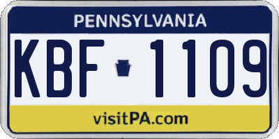 PA license plate KBF1109