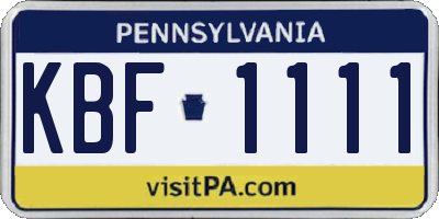 PA license plate KBF1111