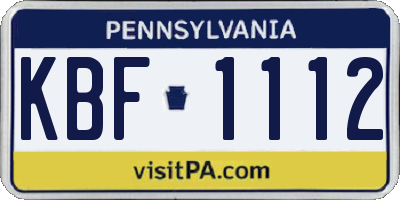 PA license plate KBF1112