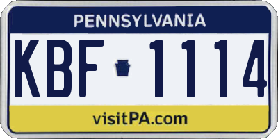 PA license plate KBF1114