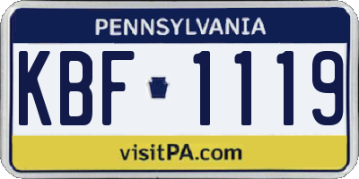 PA license plate KBF1119