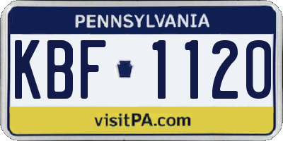 PA license plate KBF1120