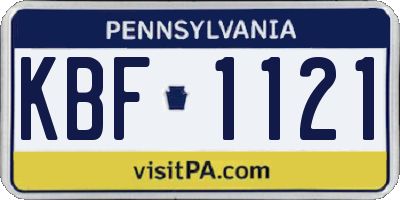 PA license plate KBF1121