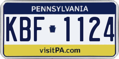 PA license plate KBF1124