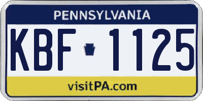 PA license plate KBF1125