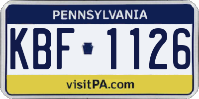 PA license plate KBF1126