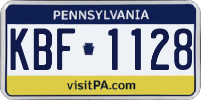 PA license plate KBF1128