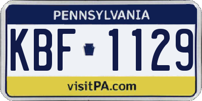 PA license plate KBF1129