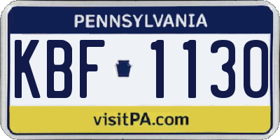 PA license plate KBF1130