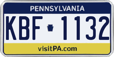 PA license plate KBF1132