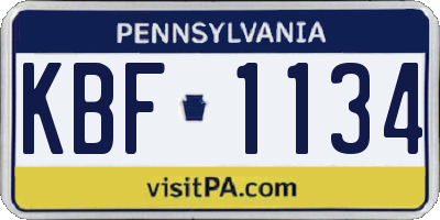 PA license plate KBF1134