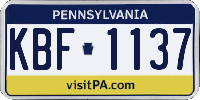 PA license plate KBF1137