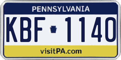 PA license plate KBF1140