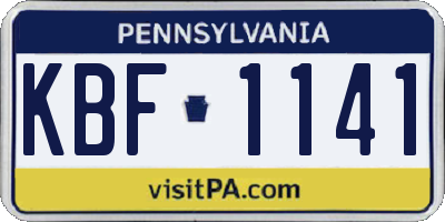PA license plate KBF1141