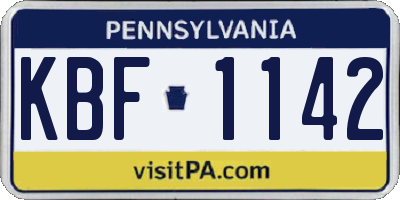 PA license plate KBF1142