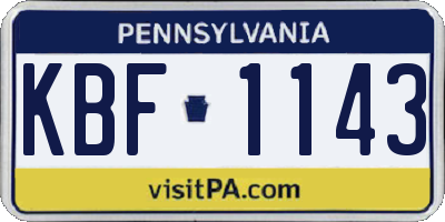 PA license plate KBF1143