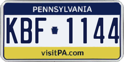 PA license plate KBF1144