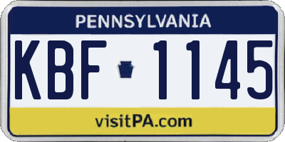 PA license plate KBF1145