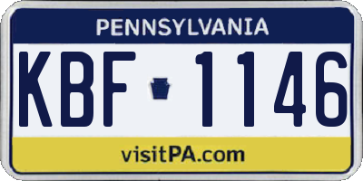 PA license plate KBF1146