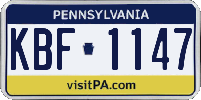 PA license plate KBF1147
