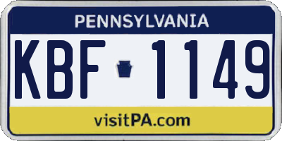 PA license plate KBF1149