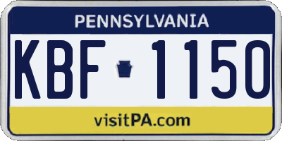 PA license plate KBF1150