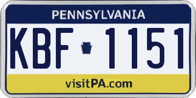 PA license plate KBF1151