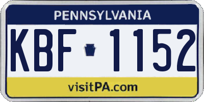 PA license plate KBF1152