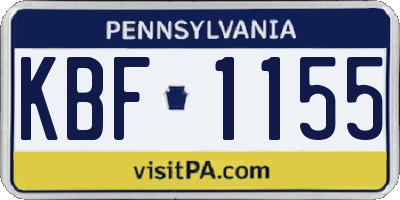 PA license plate KBF1155