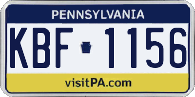 PA license plate KBF1156