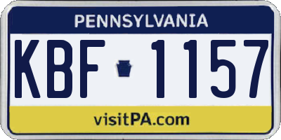 PA license plate KBF1157