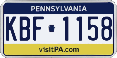 PA license plate KBF1158