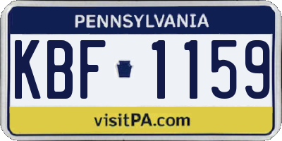 PA license plate KBF1159