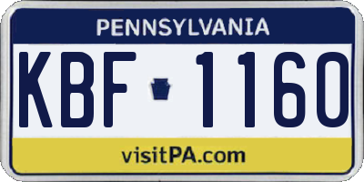 PA license plate KBF1160