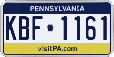 PA license plate KBF1161