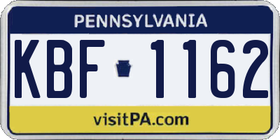 PA license plate KBF1162