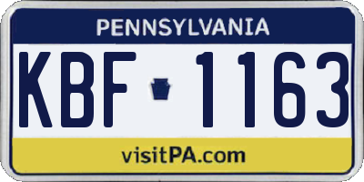 PA license plate KBF1163