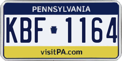 PA license plate KBF1164