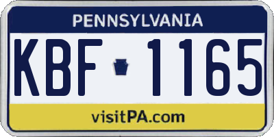 PA license plate KBF1165