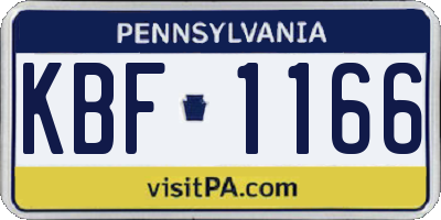 PA license plate KBF1166