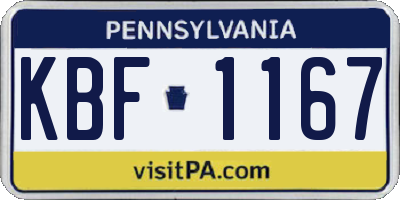 PA license plate KBF1167