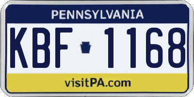 PA license plate KBF1168