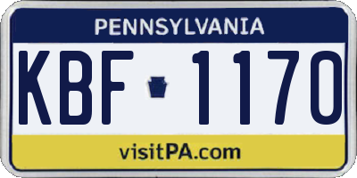 PA license plate KBF1170