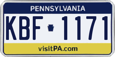PA license plate KBF1171