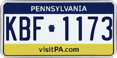 PA license plate KBF1173