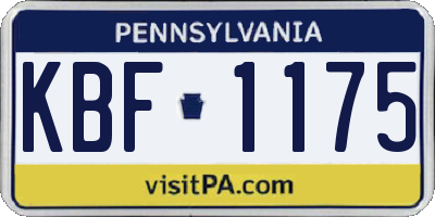 PA license plate KBF1175
