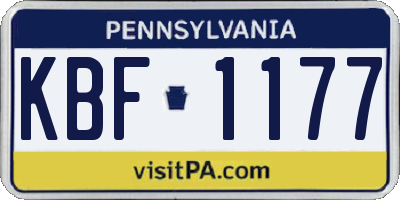PA license plate KBF1177