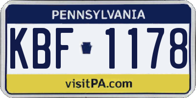 PA license plate KBF1178