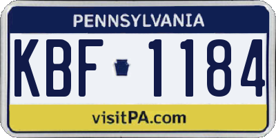 PA license plate KBF1184