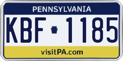 PA license plate KBF1185